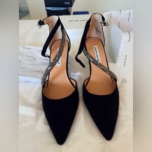 Charles David Black Heels with Rhinestone Accents